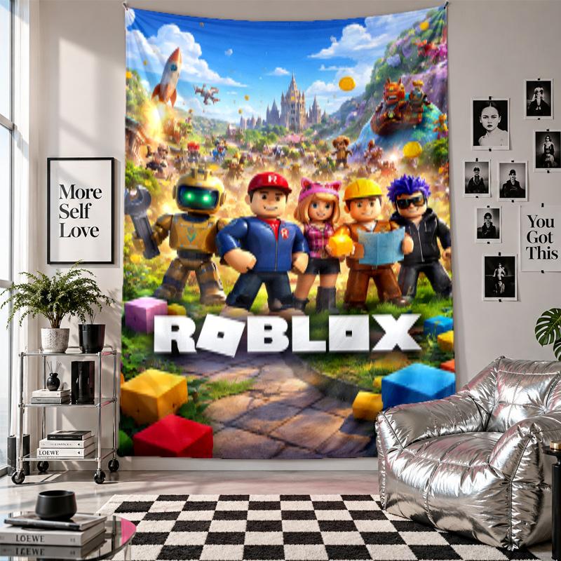 Wall TapestryRoblox Art Hanging Cloth Decorative Background Cover for Room Decoration