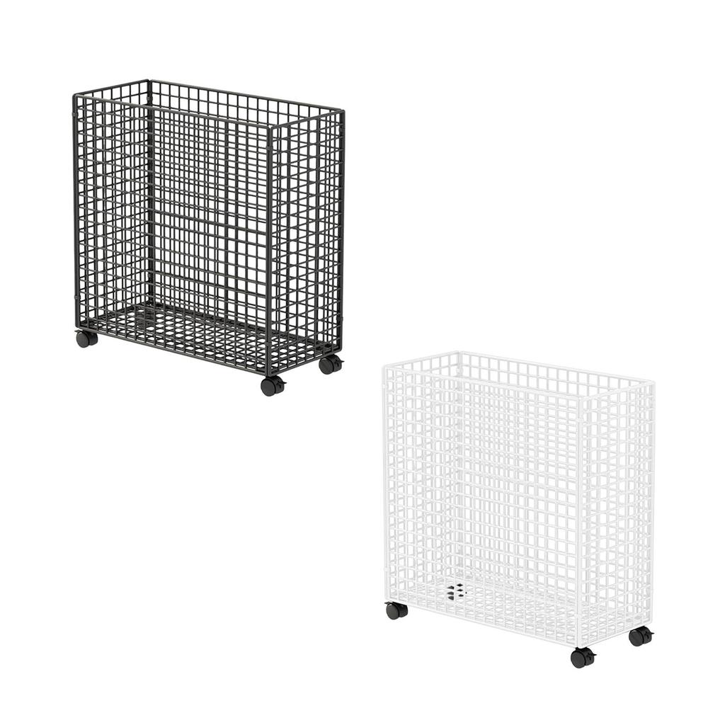 Mat Storage Cart Foldable Stand Space Saving with Wheels Organizer Basket for Home Bathroom
