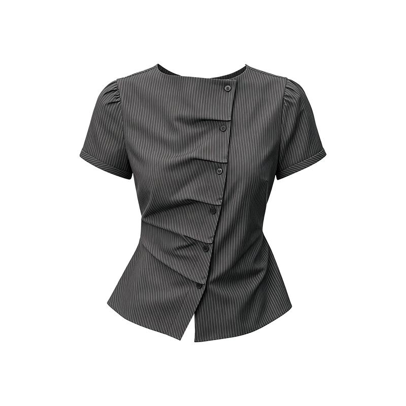 GREEN BELT Striped Short Sleeve Shirt