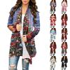 Women's Casual Long Sleeve Cardigan with Christmas Print for Winter Holiday