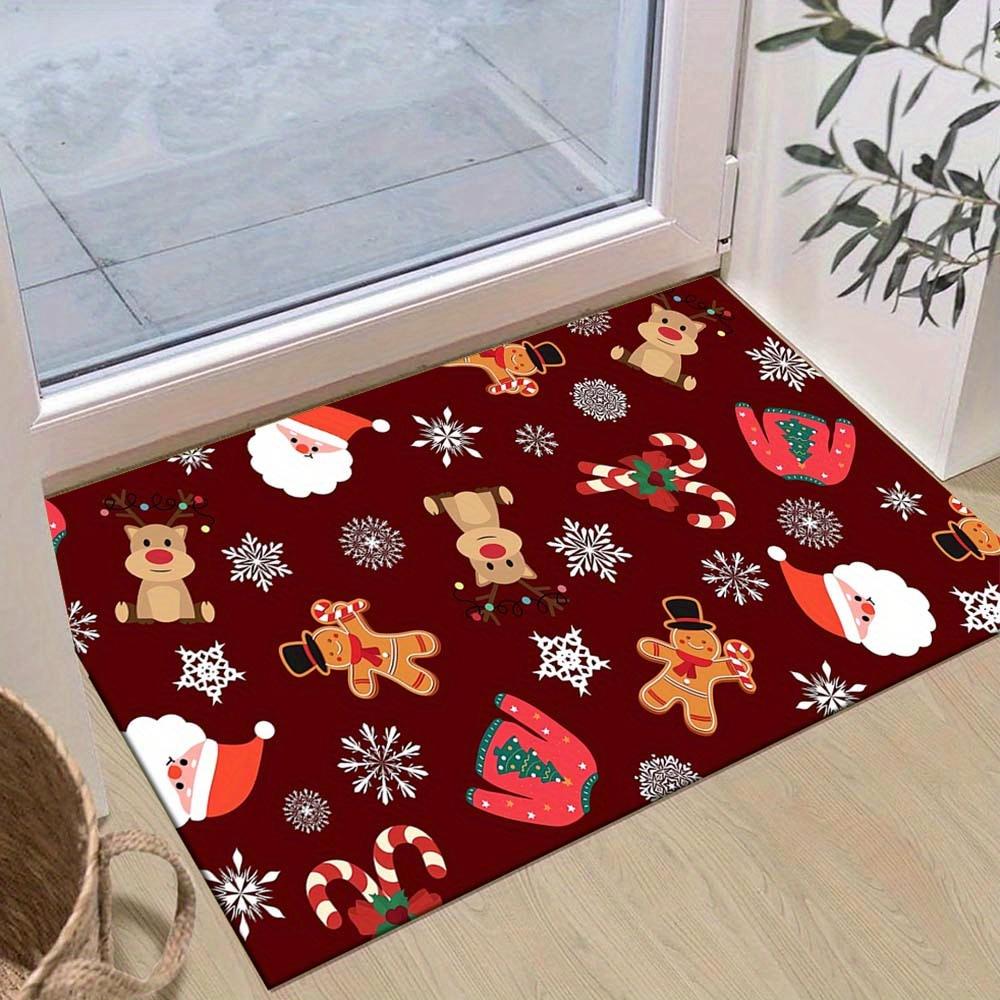 1pc Adorable Christmas Themed Rug, Machine-Washable Beautiful Christmas Elements Print, Durable & Cozy Floor Mat for Indoor/Outdoor Living R