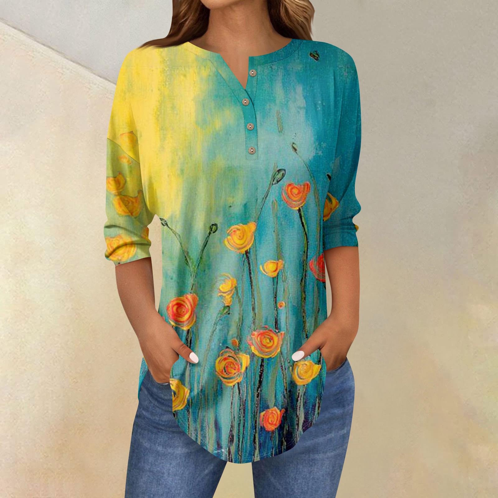 

Футболки женские осенние повседневные рубашки с длинным рукавом 3/4 на пуговицах толстовка винтажный топ пуловер XXL зелёный