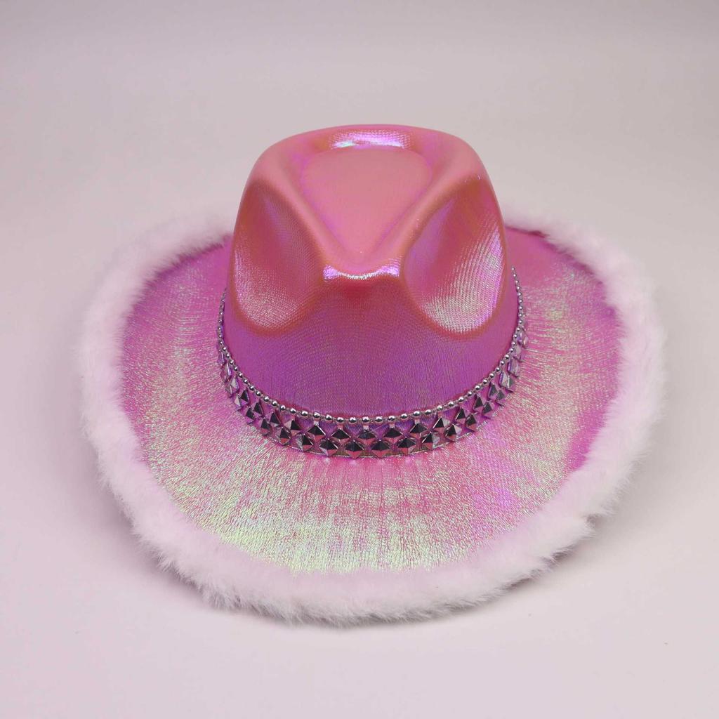 Halloween dress up hot sale shiny cowboy hat glitter diamond strip cowboy hat carnival hat