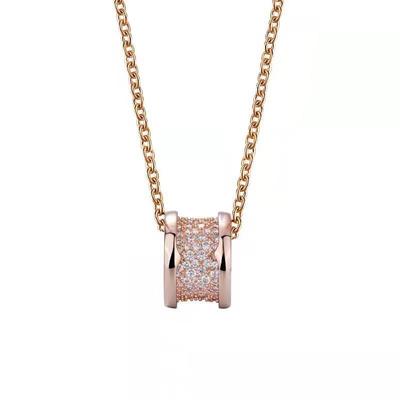 Full Diamond Titanium Steel Ceramic Necklace, Colorfast Slim Waist Collarbone Chain, Birthday Gift for Girlfriend