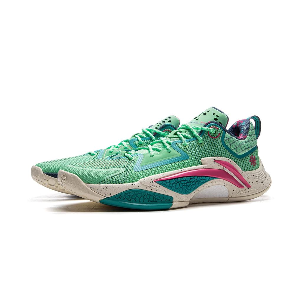 Li Ning BadFive Chase Hunt 1 Antiscivolo Copertura Leggero Rimbalzo Scarpe da Basket da Esterno Basse da Uomo Verde ABFV003-8