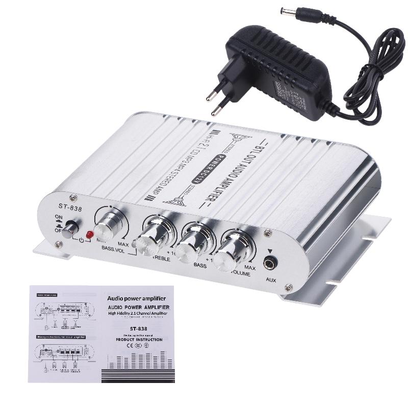 1 Set Hifi 2.1 Kanal Leistungsverstärker Stereo Bass Sound Auto St-838 Heimkino Verstärker Medienplayer Subwoofer Verstärker