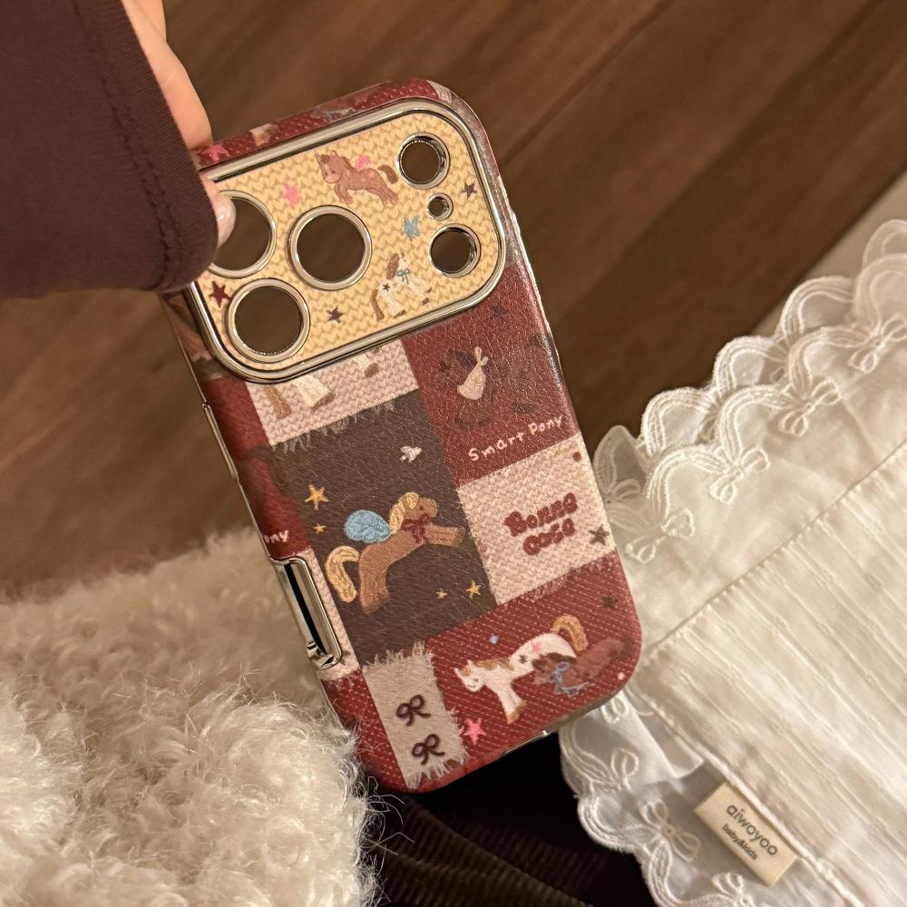 Retro New Year Pony Case for IPhone 17 Pro Max, Apple 16, Leather Phone Case, Multiple Sizes
