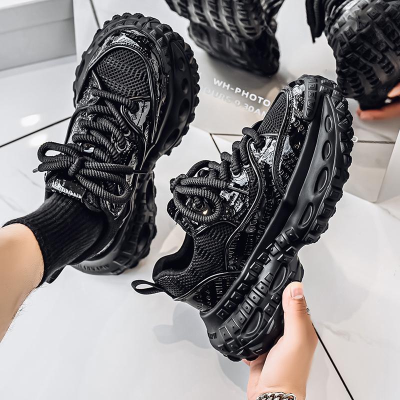 Men's Shoes Fashion Trend Mesh Breathable Thick Bottom Shoes Outdoor Anti-slip Comfortable Sneakers Casual Running Shoes White Shoes