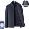 Middle-Aged Men's Stand Collar Wool Coat with Detachable Down Liner for Winter