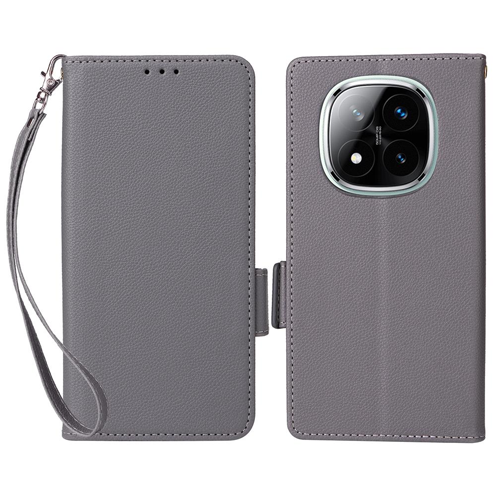 For Xiaomi Note 14 Pro+ 5G/Note 14 Pro 5G/Poco X7 5G Case with Wrist Strap Litchi Texture PU Leather Wallet Phone Cover