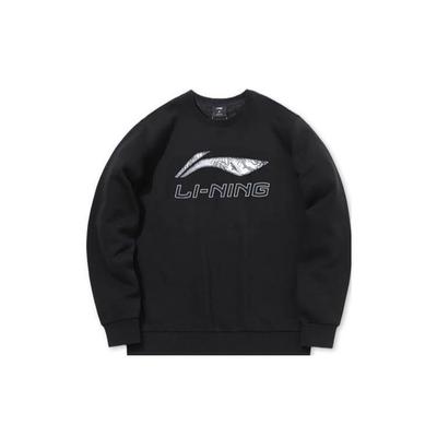 Li Ning Sport Fashion Series Logo Camouflage Print Crew Neck Sweatshirt Men Sweatshirt Black AWDT613-1