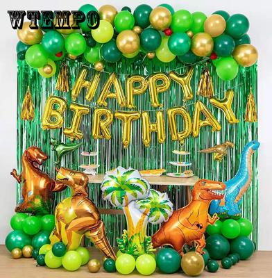 113pcs Dinosaur Birthday Party Decoration Balloons Arch Garland Kit Happy Birthday Balloons Foil Curtains Dino Themed Party Favor