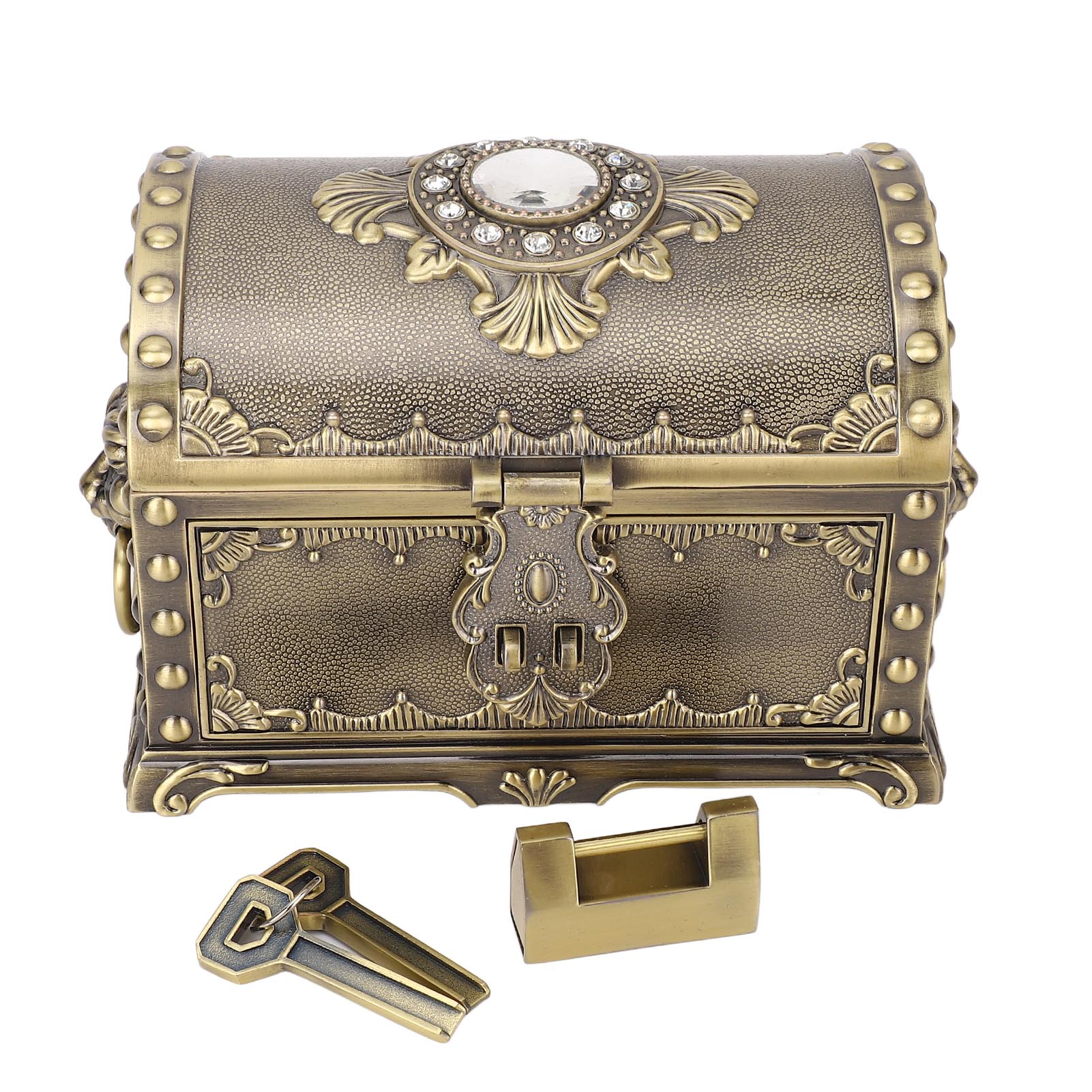 

Винтажная металлическая шкатулка для украшений, выдвижной ящик, органайзер для серег, колец, ожерелий, браслетов, декоративная коробка с L Antique Bronze