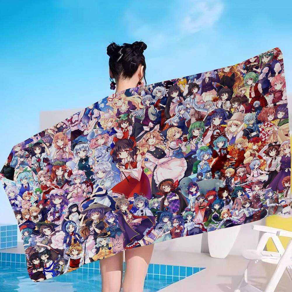 Classic T-Touhou P-Project Anime Beach Swimming Towel Soft Absorbent Washcloth Children's Gifts For Kids Travel Camping Gym