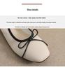 Weiwei Girl Square Toe Bow Loafers - Women's Soft Sole Ballet Flats