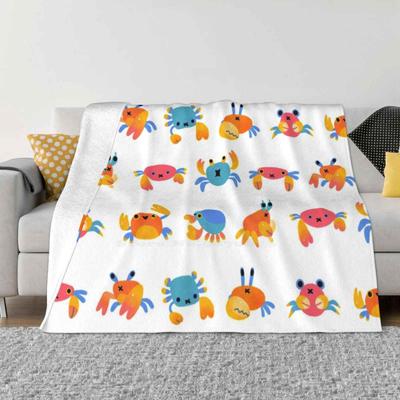 Krabbe Heißer Verkauf Drucken Hohe Qualität Warm Flanell Decke Krabbe Meeresleben Ozeanleben Biologie Krebstier Meeresstrand Kawaii Tier