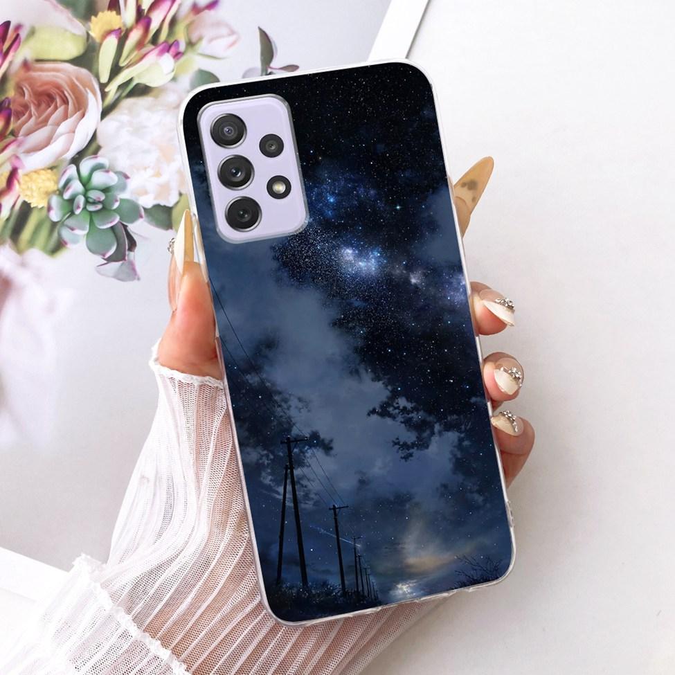 Transparent For Samsung Galaxy A72 4G Case Cute Fashion Flowers Funny Painted Casing For Samsung A72 4G SM-A725M SM-A725F Cover