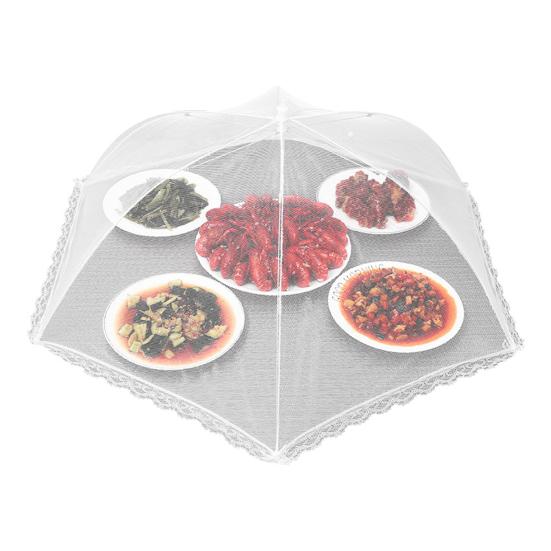 Foldable Food Cover Umbrella-Style Mesh Net with Stainless Steel Frame Fly