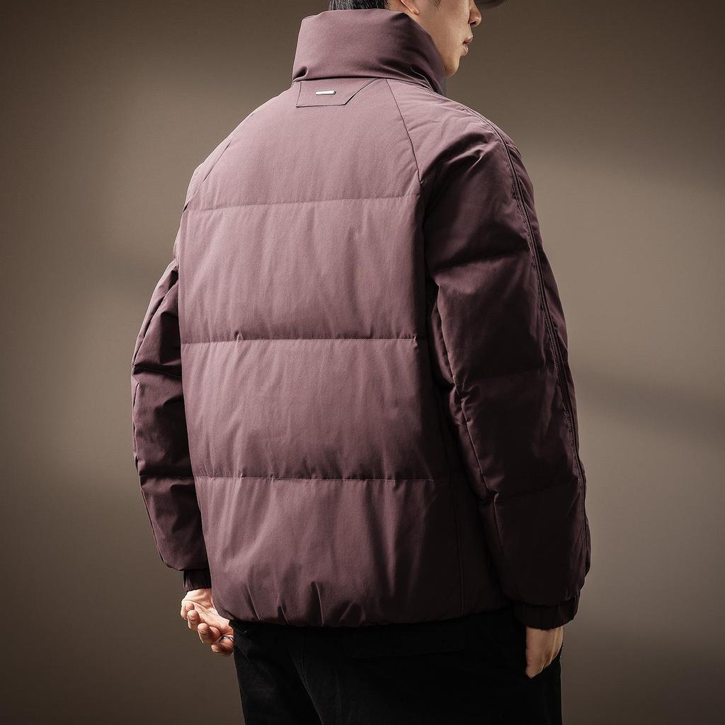 Men's Luxury Stand Collar White Duck Down Jacket - Thick, Warm, and Fluffy Winter Coat