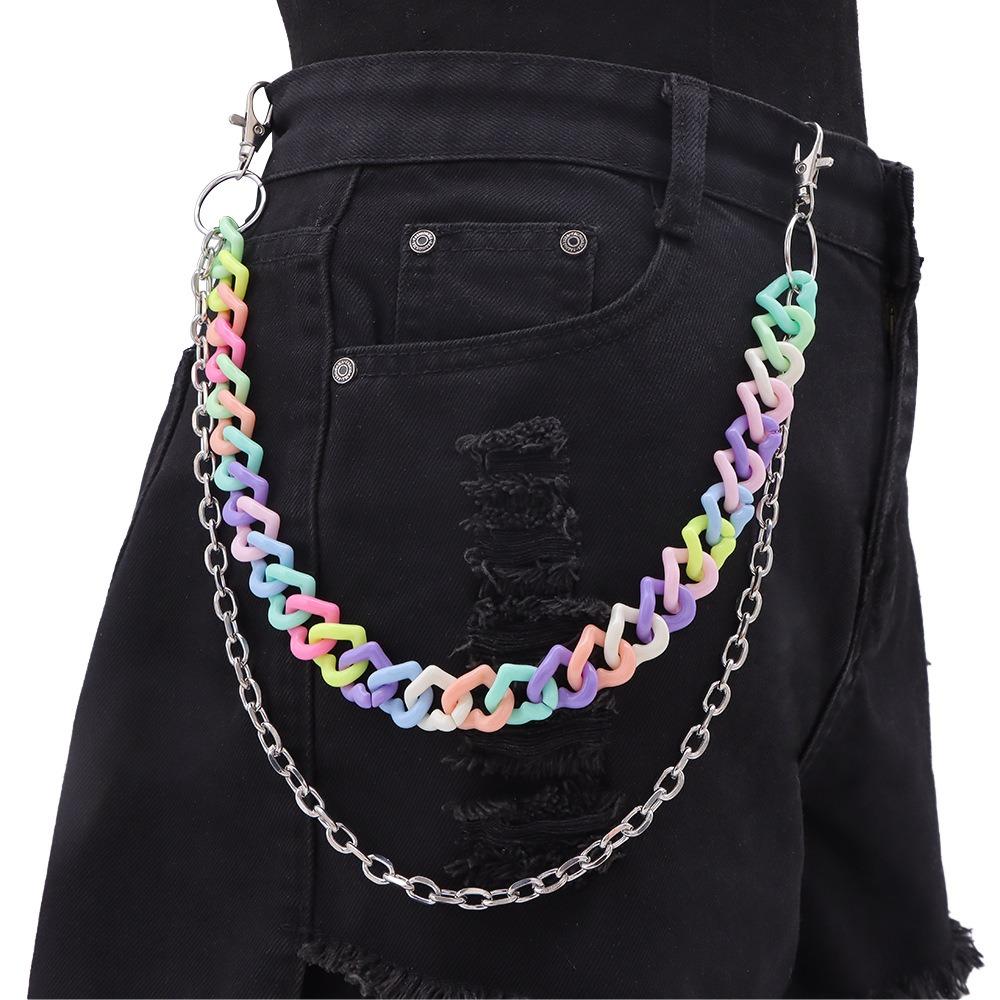 Acrylic Star Belt Chain Double Layer Cross Pants Chain Long Heart Waist Chain Hipster