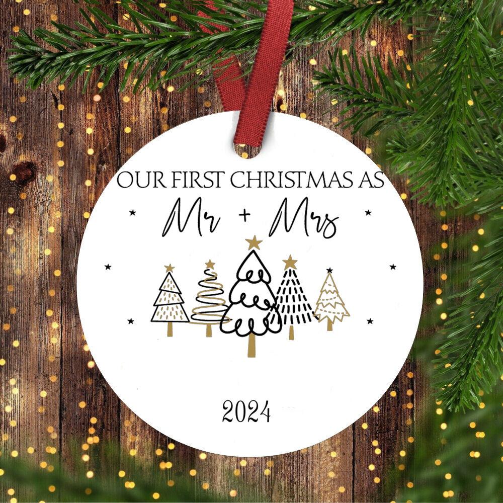 Wedding Gifts for Couple Our First Christmas Married Ornament 2025 First Christmas As Mr and Mrs Married Ornament 2025