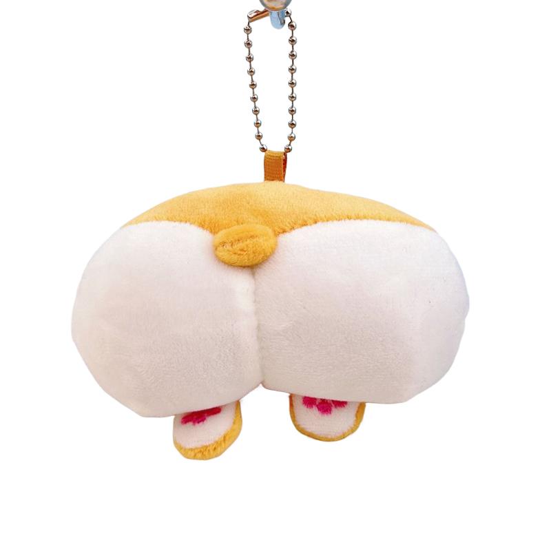 Kawaii Cat Dog Buttocks Plush Keychain Cute Soft Animal Backpack Pendant Lovely Soft Fidget Toy Reduce Stress Doll Birthday Gift