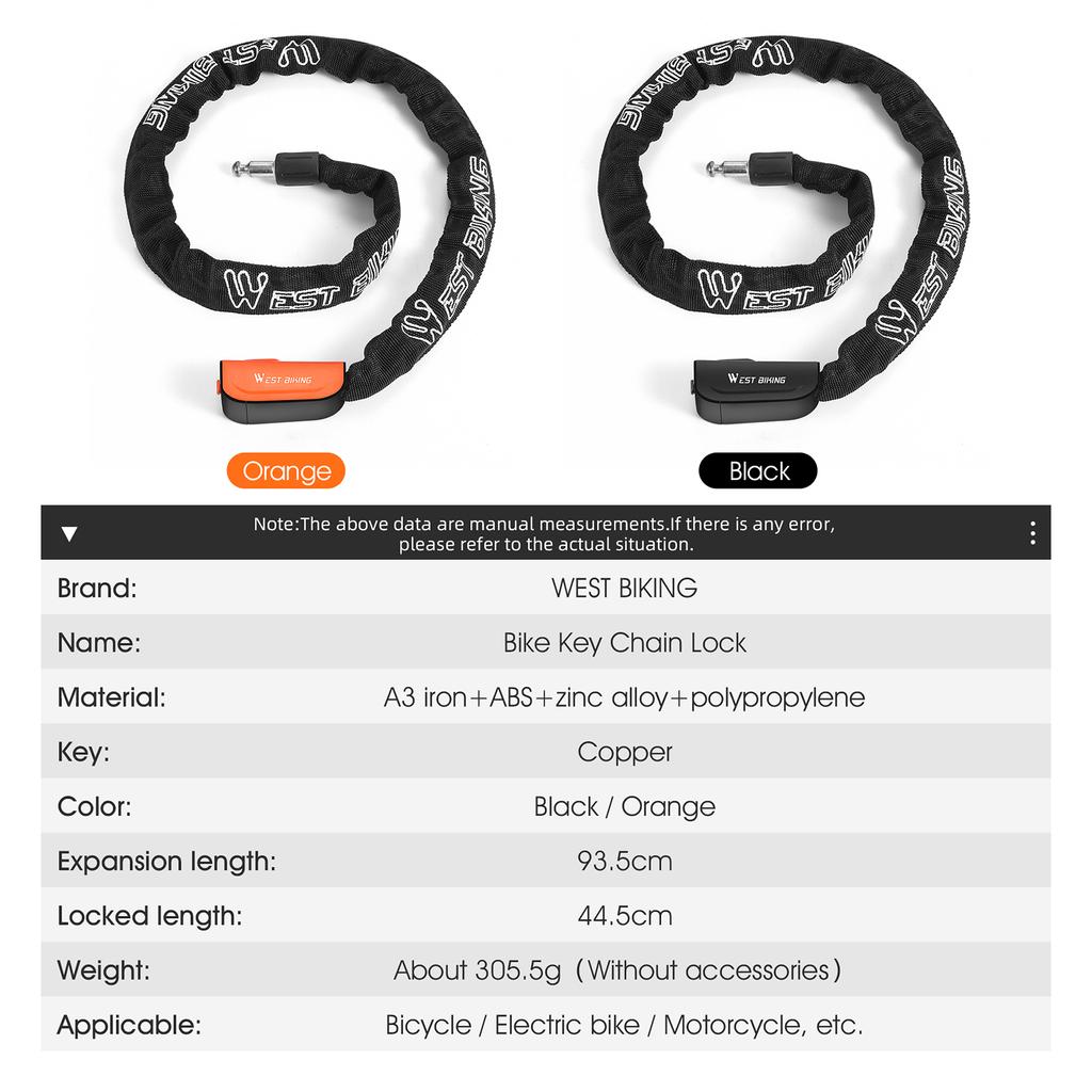 Lucchetto Per Bicicletta Con 3 Chiavi, 90 Cm In Catena In Acciaio Da 6 Mm, Con Copertura Impermeabile, Antifurto, Ad Alta Sicurezza Per Bicicletta, E-bike, MTB, Moto - Foto 7