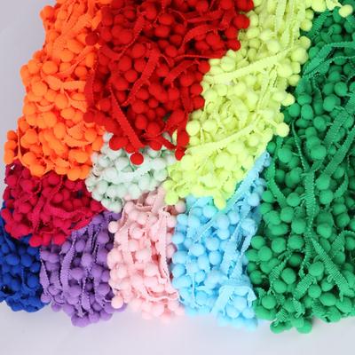 5 jardów koronkowa tkanina akcesoria do szycia pomponowe wykończenie pomponem piłka wstążka z frędzlami materiał DIY odzież