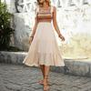 Women's Summer Maxi Dress Casual Bohemian Sleeveless Printed Square Neck Multi-Layered Long Beach Sundress