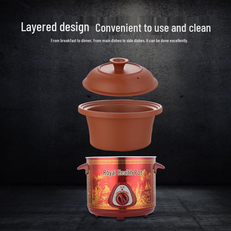 3.5L Purple Sand Electric Stew Pot – Ideal for Porridge & Soup, Perfect Small Household Appliance Gift