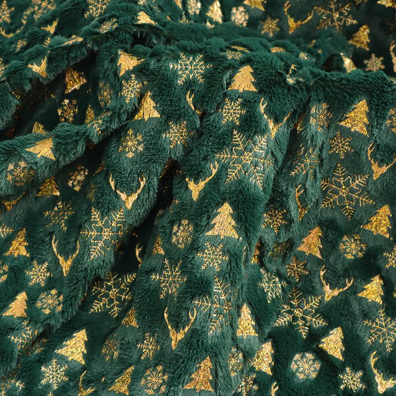 PV Velvet Gold Stamping Fabric for Autumn & Winter - Ideal for Christmas Tree, Plush Snowflake Clothing, Shoes, Hats, Luggage, and Toys.