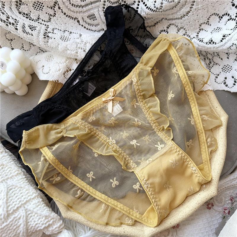 Söta Underkläder Mesh Rosett Omlott Höft Bekväma Trosor Låg midja Trosor för Kvinnor