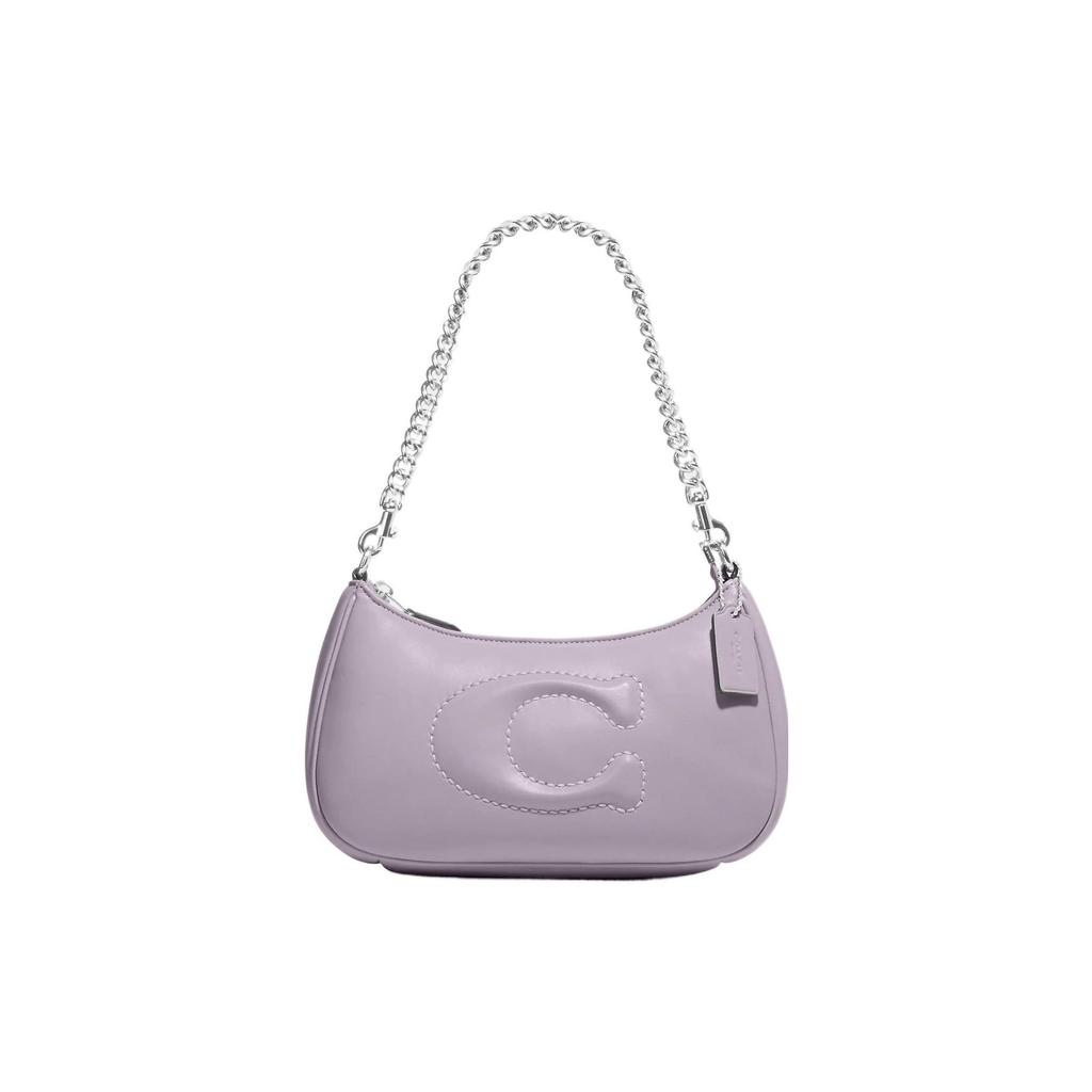 New COACH Teri Leather Shoulder Bag, Handbag, Shoulder Bag Medium Women's Taro Purple CJ608-SVM4