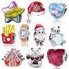Wintery Copper Snowhouse&Santa Claus&Hats&Aurora Stars&Bears&Hearts Charm Fit Diy Brand Bracelet Christmas Jewelry