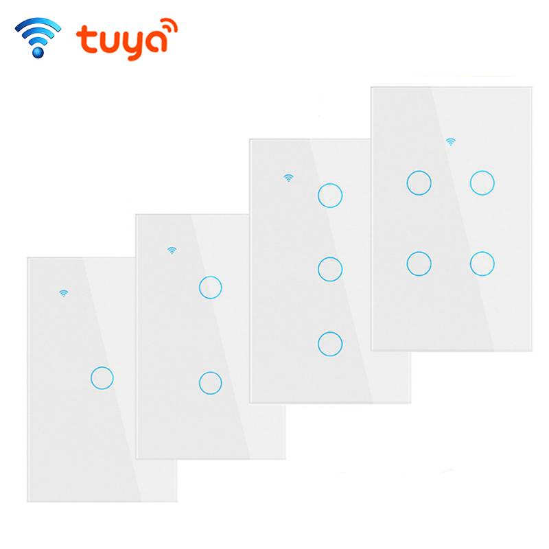 2025 New Design Products Tuya Smart Wifi Wall Switch Us Standard Glass Touch Panel Light Switch Support App Remote Control