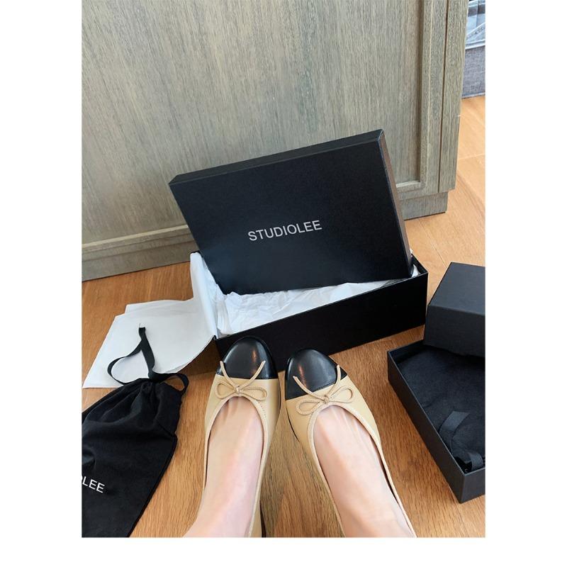 Weiße Leder Mary Jane Einzelschuhe mit weicher Sohle Damen Schleife Ballerinas Flachsohlige Damenschuhe