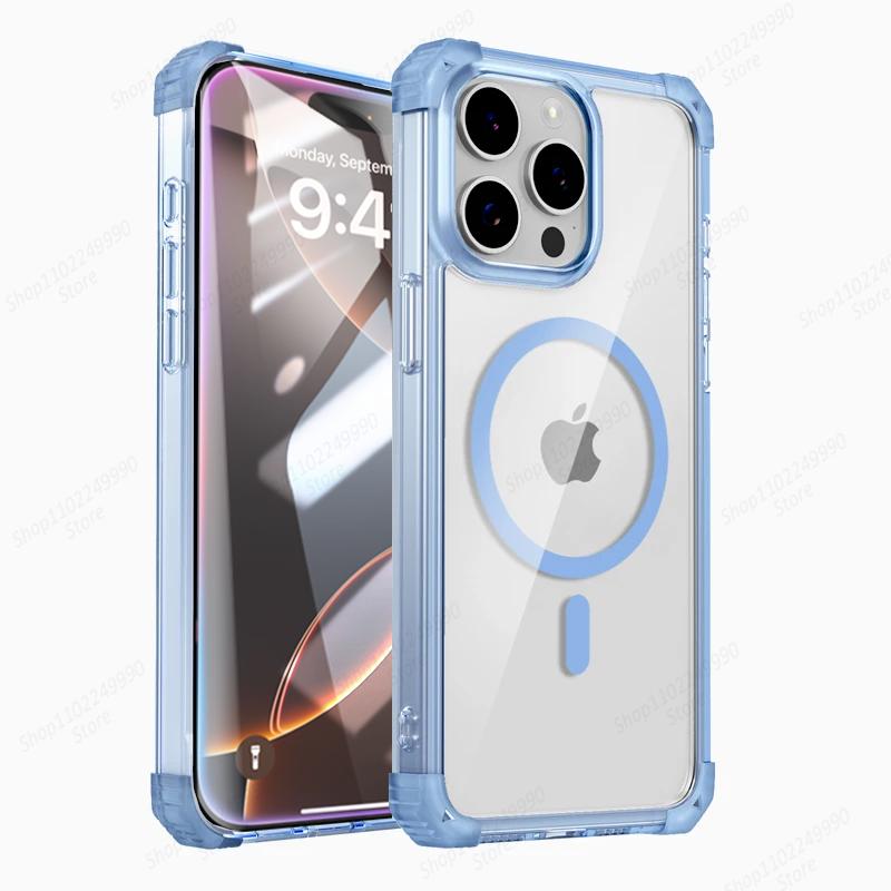 Shockproof Magnetic Phone Cases For iPhone 16 14 13 12 11 15 Pro Max 14 15 16 Plus For Magsafe Wireless Charger Protector Cover
