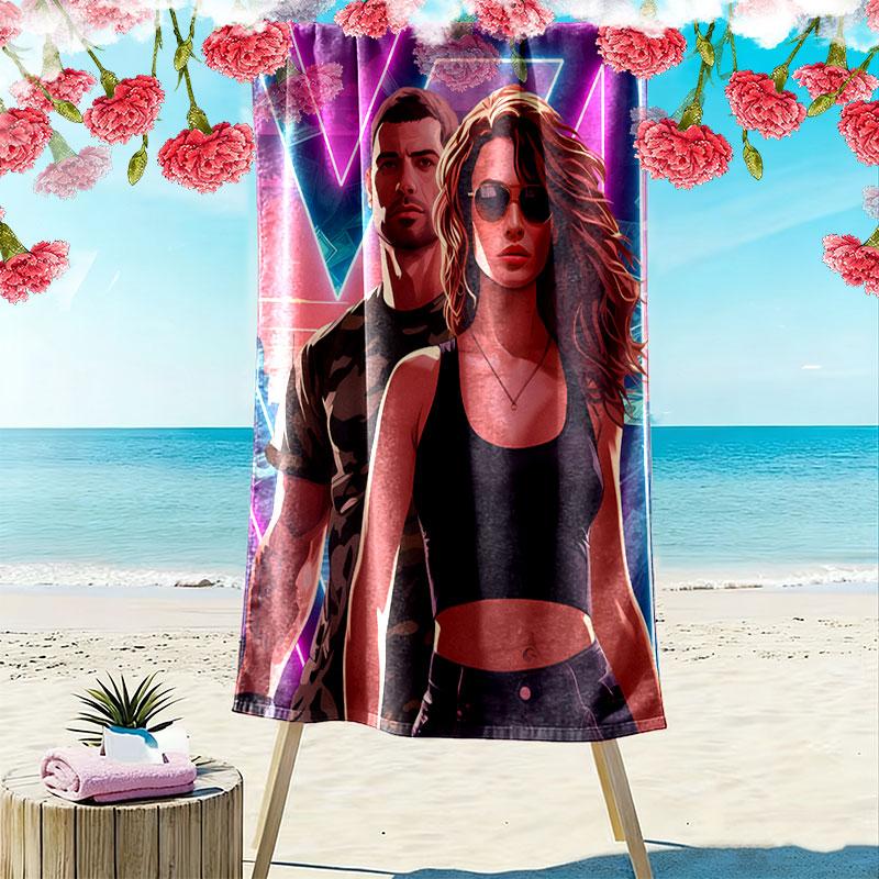 GTA Pride Print Beach Towel, Large Soft Quick Dry Towel for Beach Camping Swimming