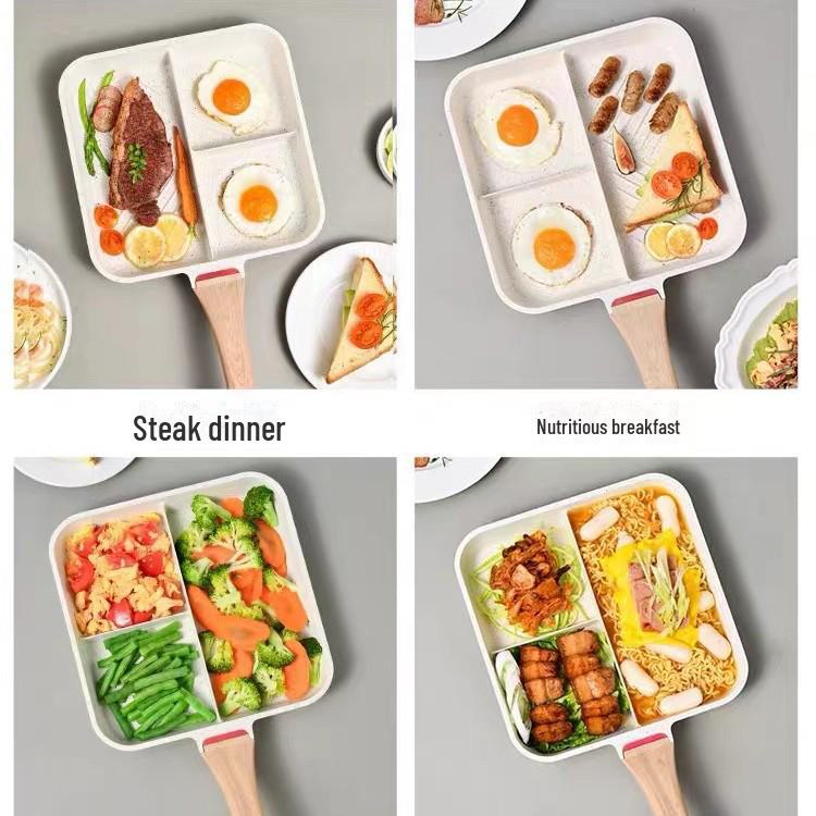 "Non-Stick Maifan Stone Omelette Pan - 4-Hole Mini Breakfast and Pancake Pan"