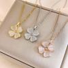 Collana da Donna Estiva di Alta Gamma con Quadrifoglio e Occhio di Gatto in Acciaio al Titanio | Accessorio Resistente allo Sbiadimento, Versatile, Semplice, Best-Seller