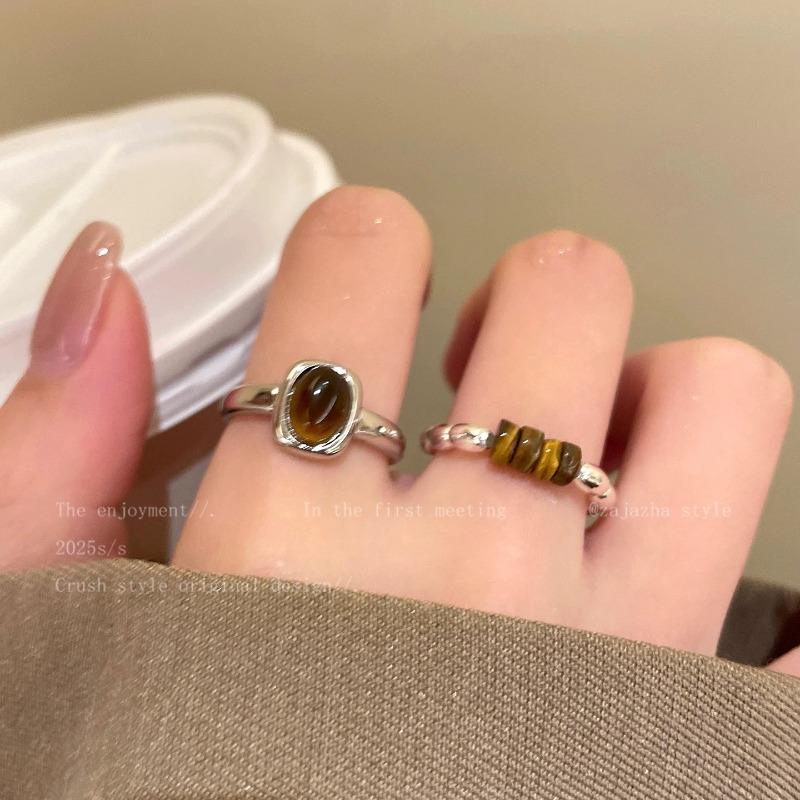 Tiger-eye Stone Ring - A Unique and Niche Design for The Index Finger. Retro and High-end Style Ring.
