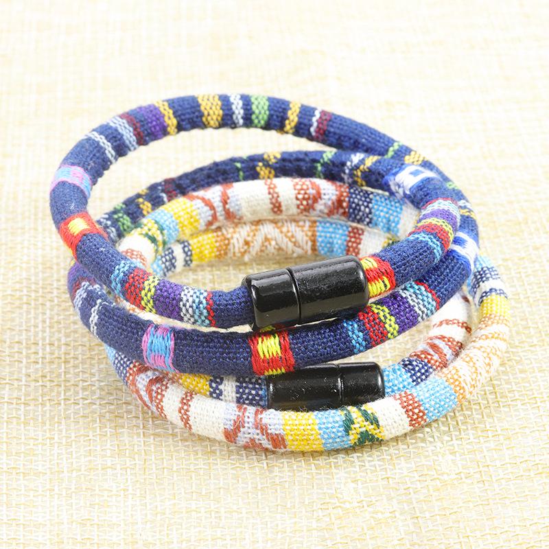 Bohemian Cotton-Linen Double-Layer Magnetic Bracelet in Nepalese Style