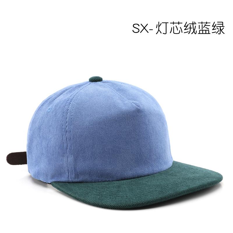 American Retro Contrasting Visor Corduroy Cap Outdoor Versatile Hat Hip Hop Baseball Cap Couple Flat Edge