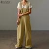 ZANZEA Women Summer Lace-Up Loose Wide-Leg Overalls