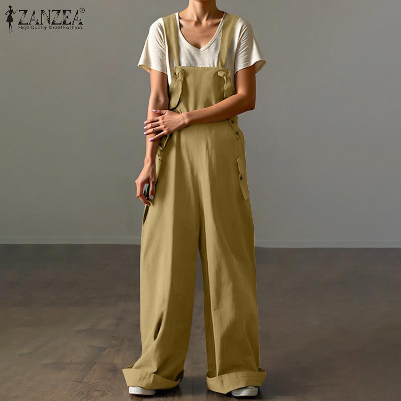 ZANZEA Women Summer Lace-Up Loose Wide-Leg Overalls