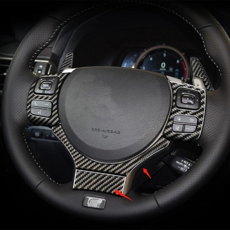 For Lexus IS250 NX200T 300 2015- Car Carbon Fiber Stickers Steering Wheel U-Shaped Cover Trim Strip Carbon Fiber