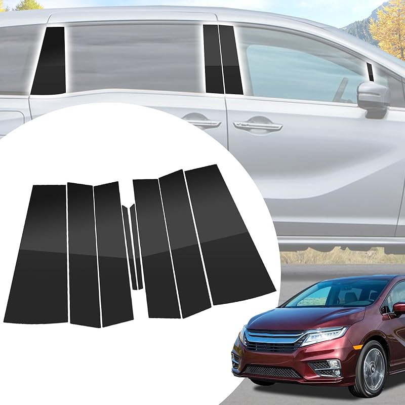 6pcs Glossy Black Exterior Door Window Pillar Posts Molding Cover Panel Trim Stickers Side Door Window Cover Trim Kits for Honda Civic 11th Gen  