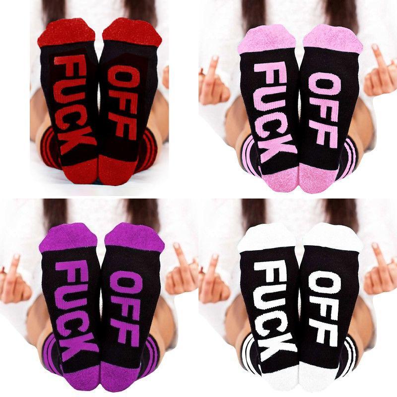 Stylish Unisex Cotton Blend Socks With Bold Lettering Comfortable And Fun Footwear