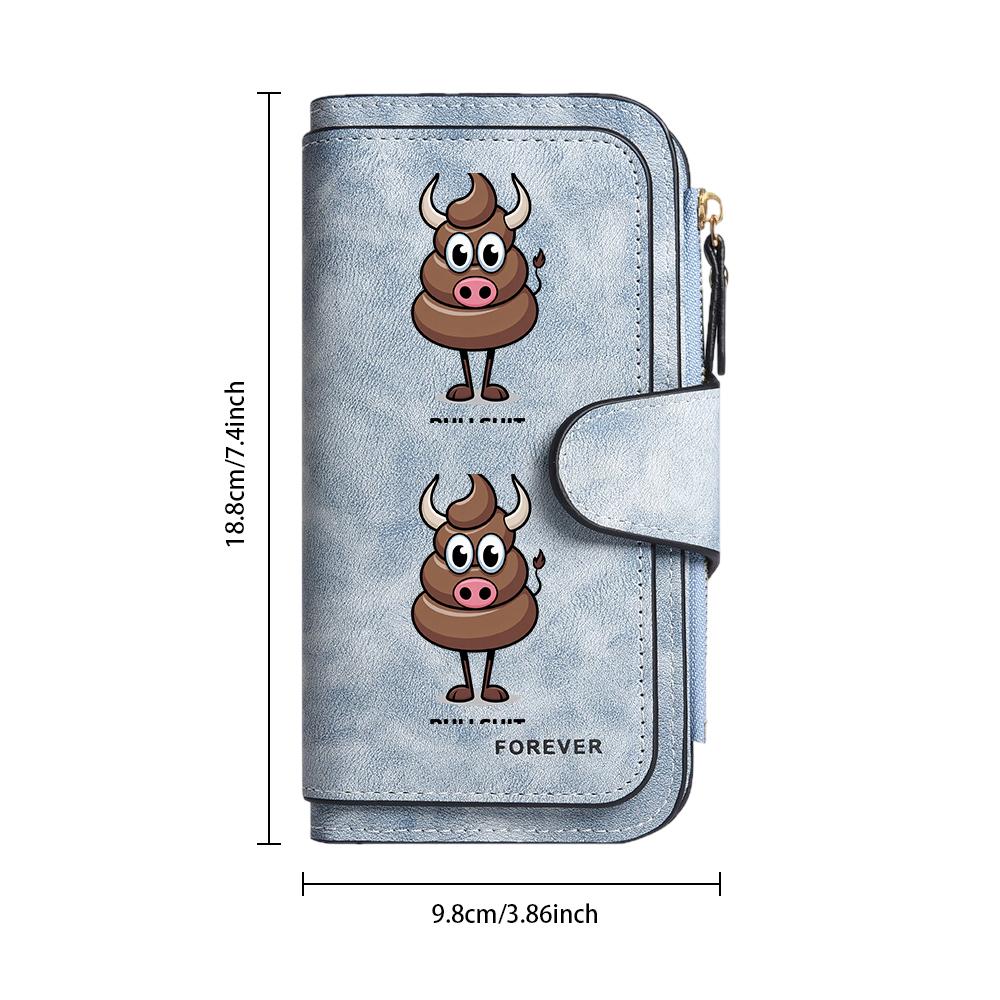 Cute Cow Pattern Long Wallet Fashion Portable Multifunctional Card Holder for Daily Use
