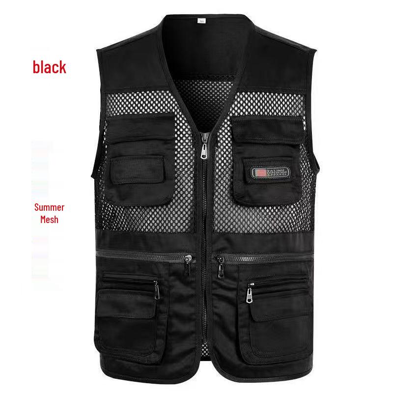 Men's Multi-Season Tactical Mesh Vest with Multi-Pockets for Fishing and Leisure